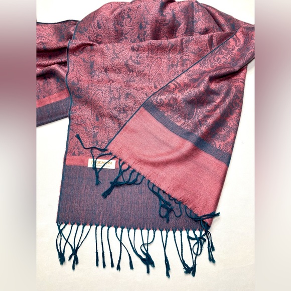 Silk Pashmina Wrap Scarf Pattern Layered Reversible Woven Pashmina  Stole - Picture 5 of 5